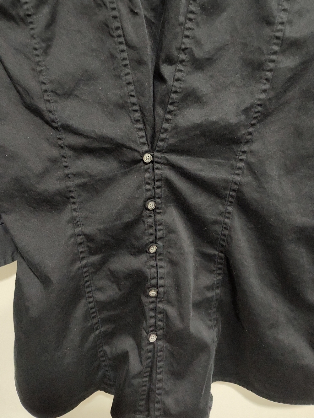 Banana Republic Women's 10p Stretch Petite 3/4 Sleeve Button Down Shirt, Black - Picture 6 of 9